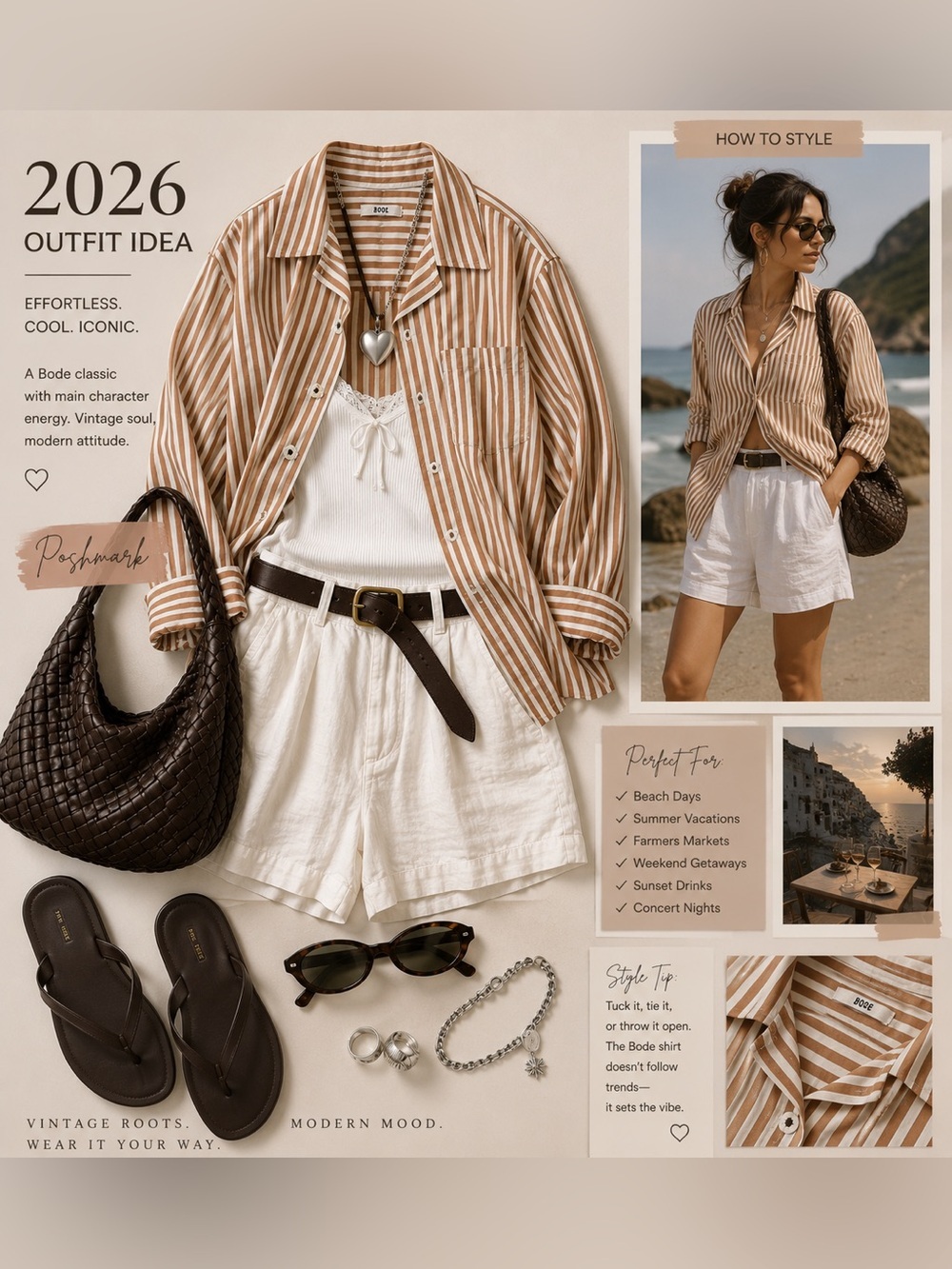 Bode flower button striped shirt